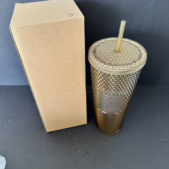 Walt Disney World 50th Anniversary Geometric Starbucks Tumbler with Straw Gold - Picture 2 of 7